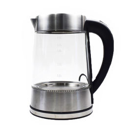 1500W غلاية الشاي الزجاجية الزجاجية الشفافة 220 فولت غلاية الماء الساخن الزجاجية مع غطاء قابل للإزالة
