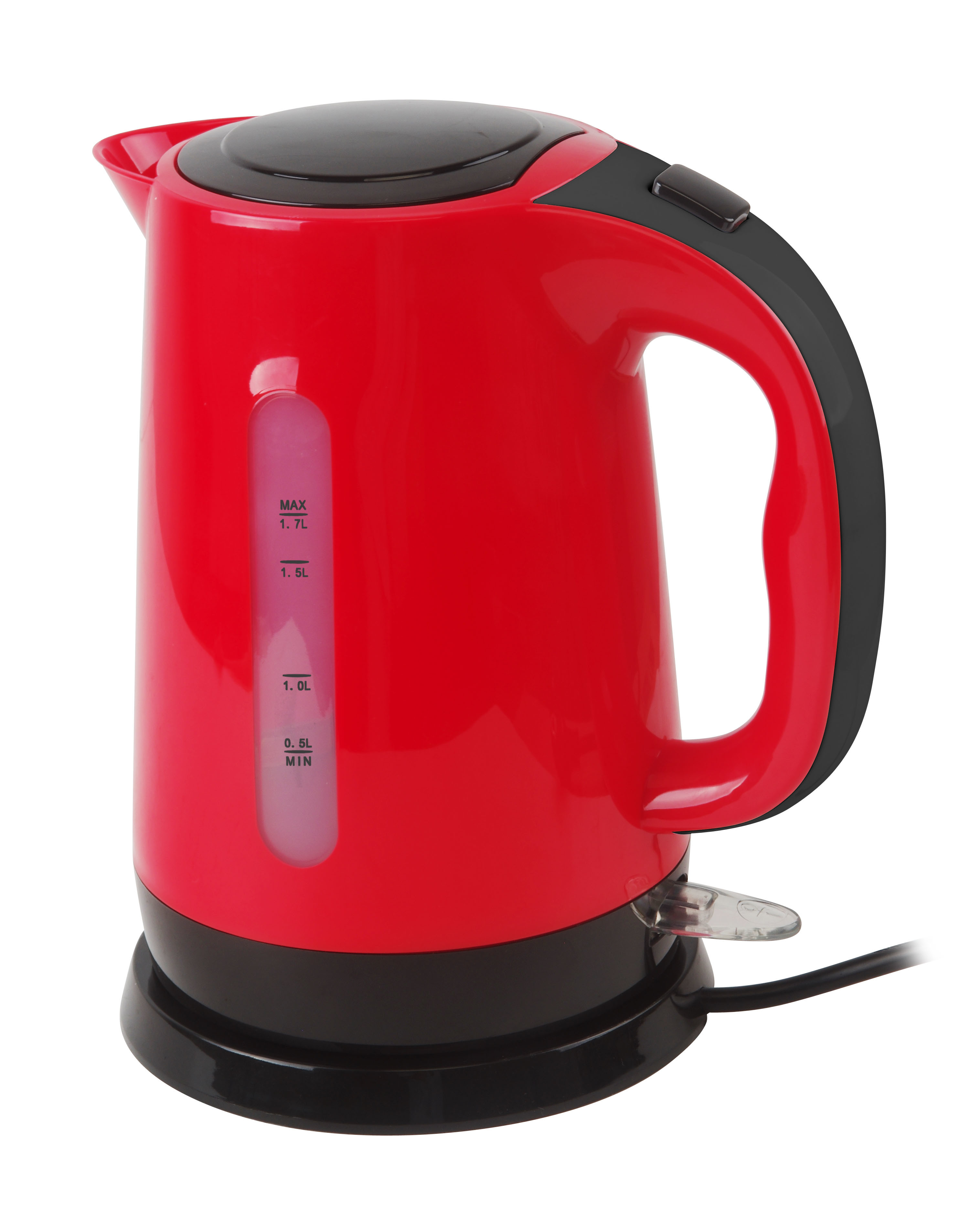 Red Smooth Plastic Electric Tea Kettle Water Boiling Kettle With Blue LED Light